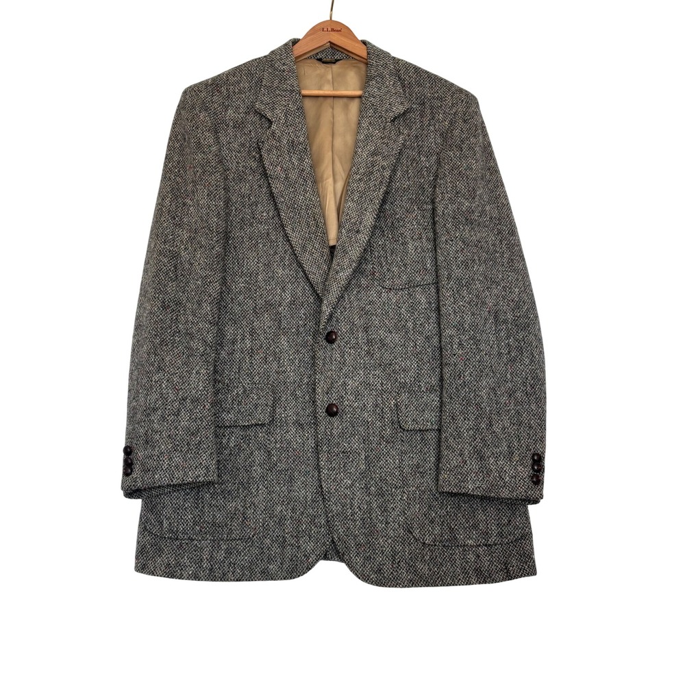 Vintage Wool Harris Tweed Blazer Salt Pepper Herringbone Sport Coat Union Made